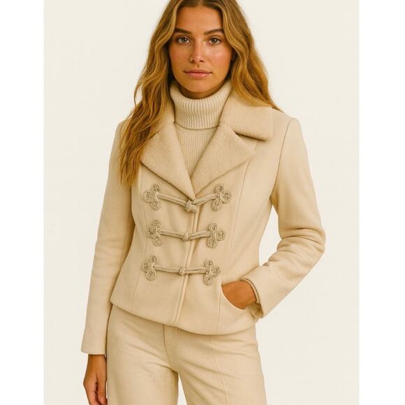 NWT Ralph Lauren Boho Norther Lights Peak Cream Wool Shearling Lined Coat L - Picture 12 of 13